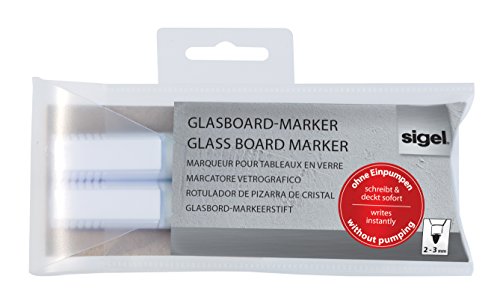 Sigel GL715 Glasboard-Marker weiß, Rundspitze 2 – 3 mm, 2 Stück, abwischbar - 6