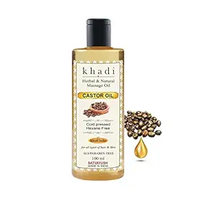 Satvayush Khadi Castor Oil Cold pressed Herbal Oil - For Skin & Hair 100 ml (Pack of 1)