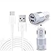 Price comparison product image DOT. In Car Charger Dual USB Port LED 12-24V 3.1A Max With 1m Type C USB Charging Cable For Samsung Galaxy A20 A30 A40 A50 A60 A70 A80 - Silver Car Charger Plus 1m Charging Lead