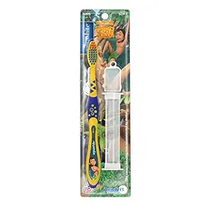 aquawhite THE JUNGLE BOOK Watchha Kinds Toothbrush with 2 Minute Sand Timer & Hygiene Cap, yellow