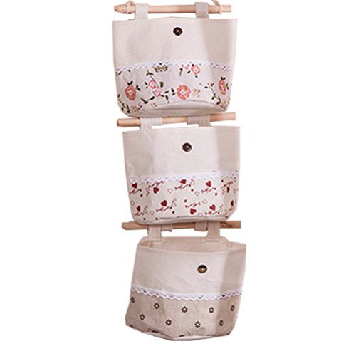 Preisvergleich Produktbild Fieans 3-Taschen Aufbewahrungstaschen Hängeorganizer Baumwollbeutel Wandtasche Utensilo Aufbewahrungs Taschen Haengende-Typ B