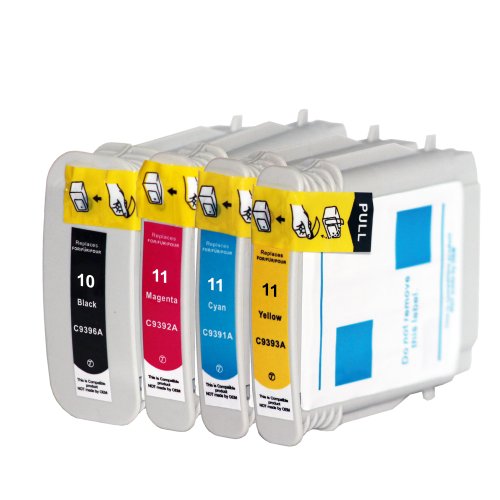 Premium 4er Set Kompatible Tintenpatronen Als Ersatz für Hp 10 XL + HP 11 XL Druckerpatronen (Schwarz , Cyan , Magenta , Gelb) 4x10-11-hp