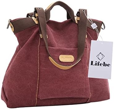 Lifebe BG Fashion Women's Casual Canvas Top-Hanle Bag Shoulder Bag (Dark Red)
