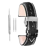 lederarmband Frauen 22mm Kalbslederarmband schwarz Schnellspanner Band Faltschließe Ersatz