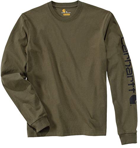 Carhartt EK231.BRN.S006 - Camiseta de manga larga con logo, Marrón, L