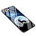 Price comparison product image TAITOU Huawei Honor10 Case, Artical Texture Print Glass Mirror Back Slim Cover, Cool Thin 4 In 1 Bumper Phone Case For Huawei Honor 10 Lone Night Moon Roar Wolf