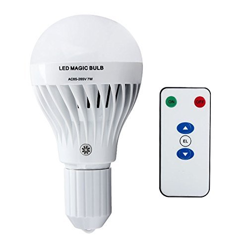 cheekon 160729, AC 85 - 265 V 7 W LED bombilla mágica con mando a distancia, color blanco luz de emergencia con batería integrada recargable E27 lámpara para interior de iluminación.