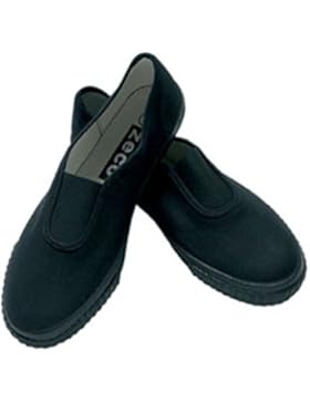 Mädchen, Jungen und Erwachsene, schwarz, Dehnfalte, Slip On Plimsoles Pumps-Versandkostenfrei