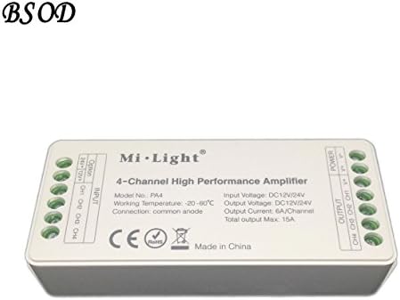 Bsod Milight Led Amplifier ,Mi.Light PA4 4-Channel DC12V-24V Output15A Hight Performance Amplifier for 5050 3528 RGB RGBW LED Strips