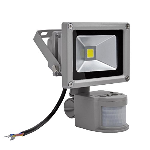HimanJie LED Fluter Spot Außenstrahler Flutlich Strahler + Bewegungsmelder ausser Scheinwerfer Außenwandleuchte wasserdicht IP65 (kaltweiß(10W))