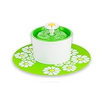 Flower Style Automatic Electric Pet Water Fountain Dog Cat Drinking Bowl with Corner Fit, Green, 1.6L