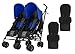 Obaby Apollo Twin Stroller with Black Footmuffs (Blue/Black/Grey)