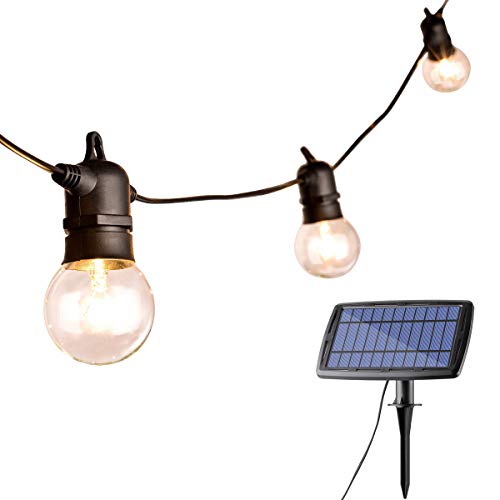 Sunix Guirlande Guinguette avec 25 G40 ampoule ,Chaînes de Lumières Solaire Extérieur,Guirlandes lumineuses imperméables pourJardin(25 ampoules +2 ampoules de rechange)
