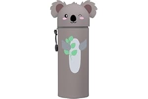 DGTSYAL 2 in 1 Weiche Federmäppchen - Kawaii Tischstifthalter, Reißverschluss, Silikon, Stiftetasche Buntstifte Marker, Büro, Uni, niedlicher Schulbedarf, Tier-Stifthalter (Blatt-Koala)