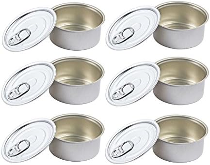 50 X ROUND ALUMINIUM CAN &amp; LID 8X3.5CM WITH 50 BLACK PLASTIC LIDS