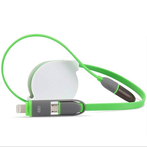 CJbrother 2 in 1 Micro USB und 8 Pin Anschluss! Ausziehbares Roll up Ladekabel Daten Kabel Gummi für iPhone, iPad, iPod / Samsung, HTC, LG, Sony etc. - 2