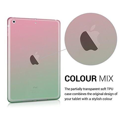kwmobile Hülle für Apple iPad Air – Case Handy Schutzhülle TPU Silikon für Tablet – Backcover Cover klar Pink Grün Transparent - 3