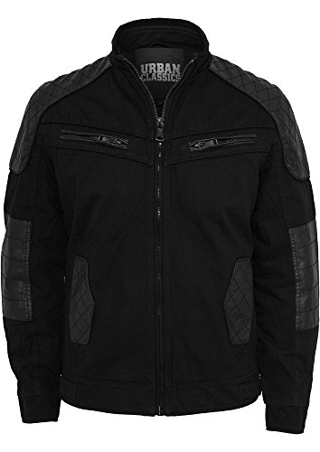 TB562 Cotton/Leathermix Racer Jacket Herren Outdoor Jacke, Gre:M;Farbe:Black