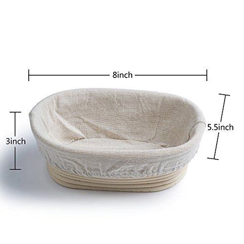 Gärkörbchen oval, ø 21 cm x 15 cm, Höhe 8cm, frei Bürste + frei Zwischenlage-Abdeckung +frei Brotgabel - 6