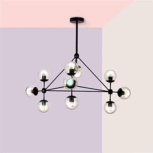 Simple Nordic Creative Chandeliers LED Retro Iron Glass Ball Living Room Restaurant Club Chandeliers Glaucoma Edison Light Bulb 5W 10 Heads