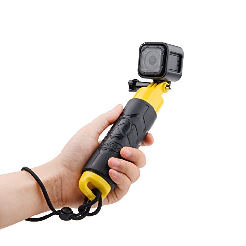 CamKix Premium- Bobber ; Schwimmende Handgriff für GoPro Hero 4 , 3 + , 3, 2, 1 / hohlen Innenraum für Lagerung von Kleinteilen / Strukturierter Silikon- Abdeckung am Griff für leichte Griff / Rändelschraube und Lanyard inklusive (gelb) - 5