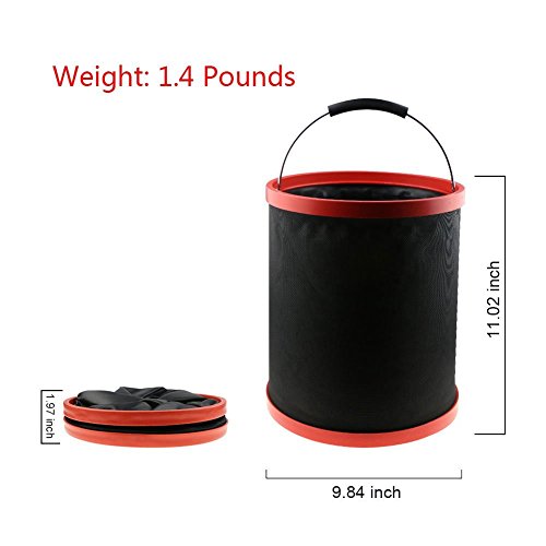 Falteimer 12L,Topoint tragbare Wassereimer Faltschüssel keine Leckage Stoff mit Reißverschluss Aufbewahrungstasche,leicht Eimer für Autowäsche Wandern Outdoor Camping Angeln Picnic - 4