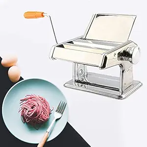 Harivar Mart 3 in 1 Stainless Steel Pasta Maker Noodle Making Dough Roller Cutter Machine Hand Crank and Clamp for Spaghetti and Lasagna Tagliatelle Fettuccine