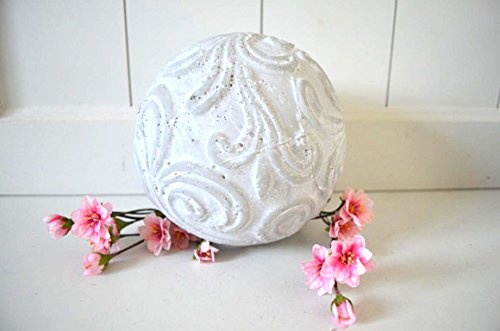 Kugel Keramik Dekokugel ca. 15cm Durchmesser grau weiß shabby Ornament Deko rustikal Garten