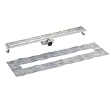 Construcción extra plana. Canaleta de ducha profesional con rejilla de drenaje, 60-120 cm