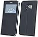 Produktbild Energmix® Flip-Cover Smart Look Tasche Hülle für das für Samsung Galaxy S7 ( G930F ) mit Sichtfenster in Schwarz Wallet Book-Style Case Schale Etui Bag Zubehör @ Energmix