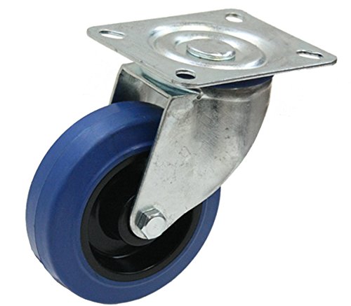 Satz von vier – 100mm blauen Gummi Flight Case Rollen – schwere elastische Gummirollen 150kg - 2