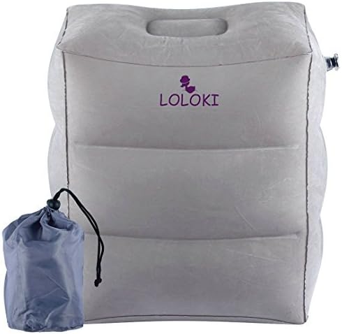 Kids Air Travel Pillow,Inflatable Foot Rest Pillow for Air Travel and Kid/Toddler Bed to Lay Down or Sleeping During on Long Flights Air Plane 1st Class,Footrest Bed Pillow for Kids in Car.Grey.Loloki