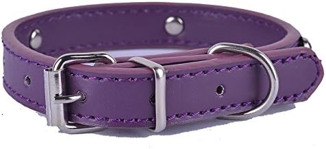 Doggie Style Store Purple PU Faux Leather Effect Dog Puppy Pet Plain PVC Buckle Collar Size M