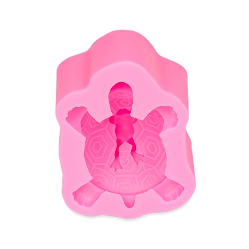 Silikonform im Schildkrötendesign mit kleinem Frosch, Herstellung von 3D-Seife, Kerze, Muffin, Kuchen, Gipsform, Wackelpudding, Mouse, Candle, Soap, Docht, und Eiswürfel, Deko, Gelee, Farbe: Rosa - 2