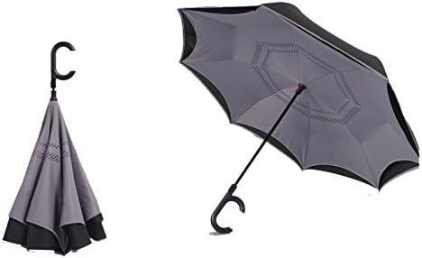 C-type Handle Inverted Umbrella Travel Umbrella Outdoor A Variety Of Colors,Grey-48cm-53cm