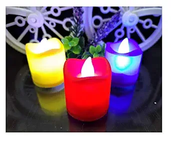AFTERSTITCH Automatic changing multicolor led candles lights for home decoration with battery Artificial flame LED candles Lights diyas ( Batteries Included) Pack of 4 (4 LED candle multi colour changing)
