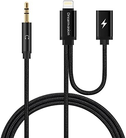 Dreamvasion iPhone 7 Car Auxiliary Audio Cable Lightning to 3.5mm Aux Cord with Lightning Charger Adapter for iPhone 7 / iPhone 7 Plus, Home / Car Stereos and More, Supports on Latest iOS 10.3.2