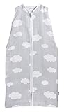 Jollein 048-516-65057 Schlafsack Sommer 90 cm, Mull Clouds grau