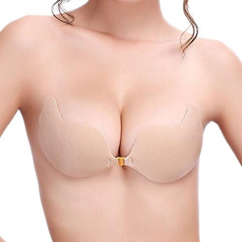 Liswic Sexy Women's Ultralite Backless Strapless Silicone Push-Up Reusable Bra (M-N-CupB)