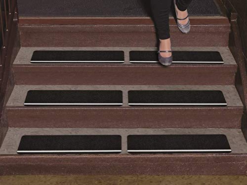 Manera Segura de tracción 6 "x 24" Negro antideslizante para peldaños (Non Skid 60 Grit cinta de seguridad con franjas de brilla en la oscuridad, 10 unidades)