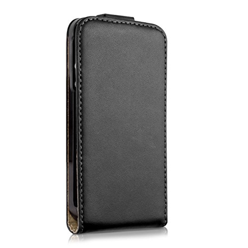 kwmobile Funda para Apple iPhone 4   4S - Carcasa para m  vil de  Cuero sint  tico  - Case  Plegable  en  Negro 