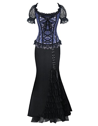 Burvogue Women's Gothic Steampunk Corset Dress Costume (X-Large, P-20044-BLUE) steampunk buy now online Burvogue Women's Gothic Steampunk Corset Dress Costume (X-Large, P-20044-BLUE) steampunk buy now online
