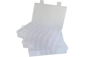 CENRONG Pudełko do przechowywania przegródek, 3 sztuki, regulowane, plastikowe pudełka do sortowania, z 24 regulowanymi ściankami działowymi, na akcesoria do szycia, śruby, koraliki do prasowania, perły i biżuterię (przezroczyste)