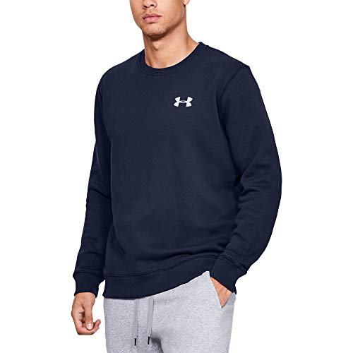 Under Armour Rival Solid Fitted Crew Sudadera, Hombre, Azul (Midnight Navy/White 410), M