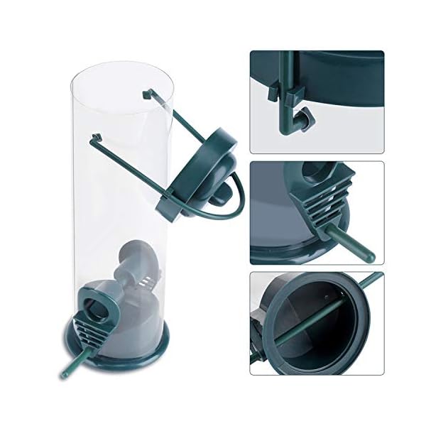 BELLE VOUS Mangiatoia per Uccelli Selvatici in Plastica da Esterno a Tubo (3pz) - capacità 368 g - 2 Mangiatoia per…