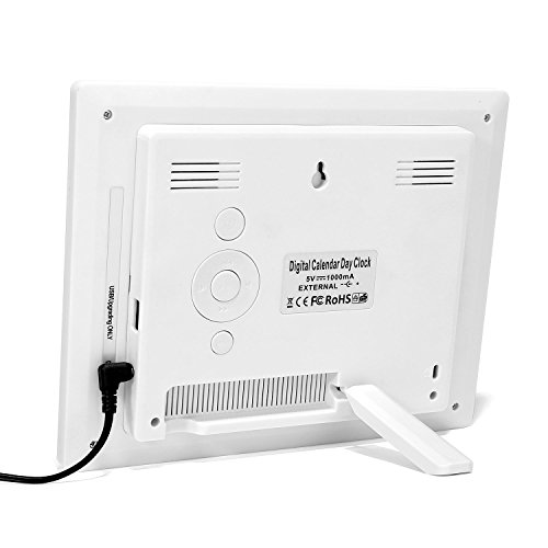 SINOIDEAS® Digitaler Kalender Tag Uhr Mit Nicht Abbreviated Tag &Wecker Monat & Digital Kalender Wecker – Woche Zeit Alzheimeruhr ,Seniorenuhr Sehr Gut Geeignet für ältere (Weiß). - 2