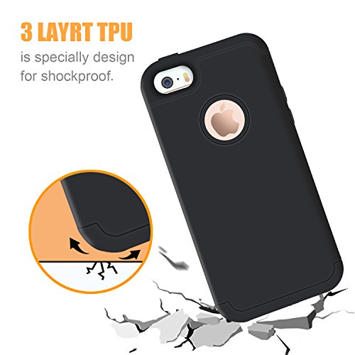 Dailylux Funda iPhone 5s Funda iPhone 5 Funda iPhone SE Carcasa Protector TPU PC Resistente a los Ara azos para el iPhone 5S 5 SE -Negro Dailylux Funda iPhone 5s Funda iPhone 5 Funda iPhone SE Carcasa Protector TPU PC Resistente a los Ara azos para el iPhone 5S 5 SE -Negro