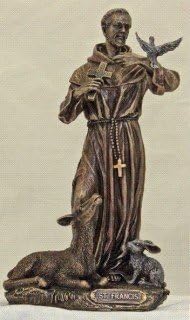 Saint St Francis of Assisi Patron of Animals 8 3/4 Inch Bronze Resin Statue Religious Figurine by Unicorn Studio