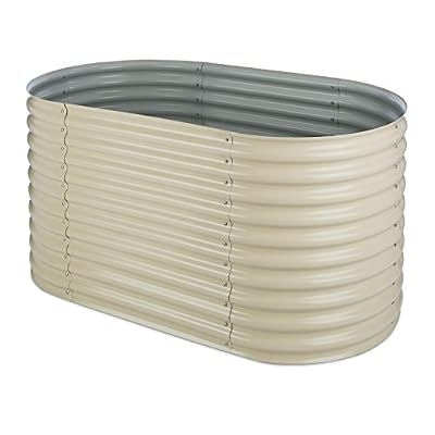 Blumfeldt High Grow Carré potager surélevé plantations (1,6 m, alliage zinc-aluminium résiste efficacement aux intempéries, travail confortable en hauteur) - beige