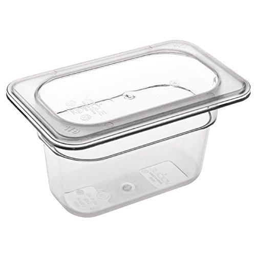 Vogue Plastic 1/9 Gastronorm Container 100mm Clear - Fridge, Freezer Organizer Bins for Food Kitchen Storage U243